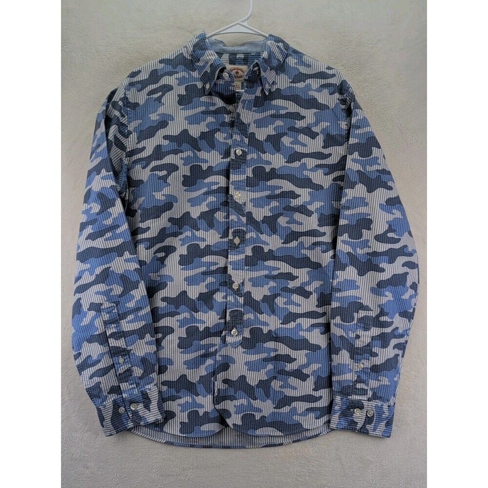 Brooks Brothers Red Fleece Blue Camo Button Up Long Sleeve Shirt Men's Sz Large